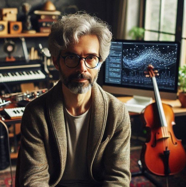 Retrato artístico da Banda TromBeto em ambiente de criação musical